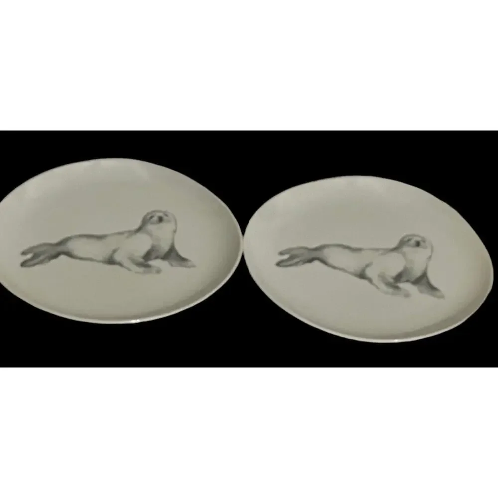 2 West Elm Winter Solstice Seal Plates 8 3/4'' salad desert plates set of 2